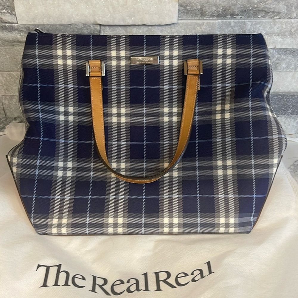 Burberry nova check navy blue tote bag